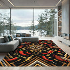 Red Phoenix Chili Arrow Art Deco Rug