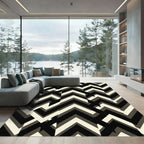 Modern Black White Chevron Zigzag Rug