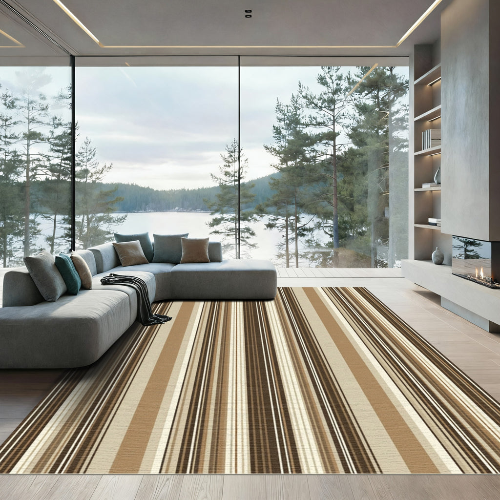 Subtle Vertical Stripes Warm Tones Rug
