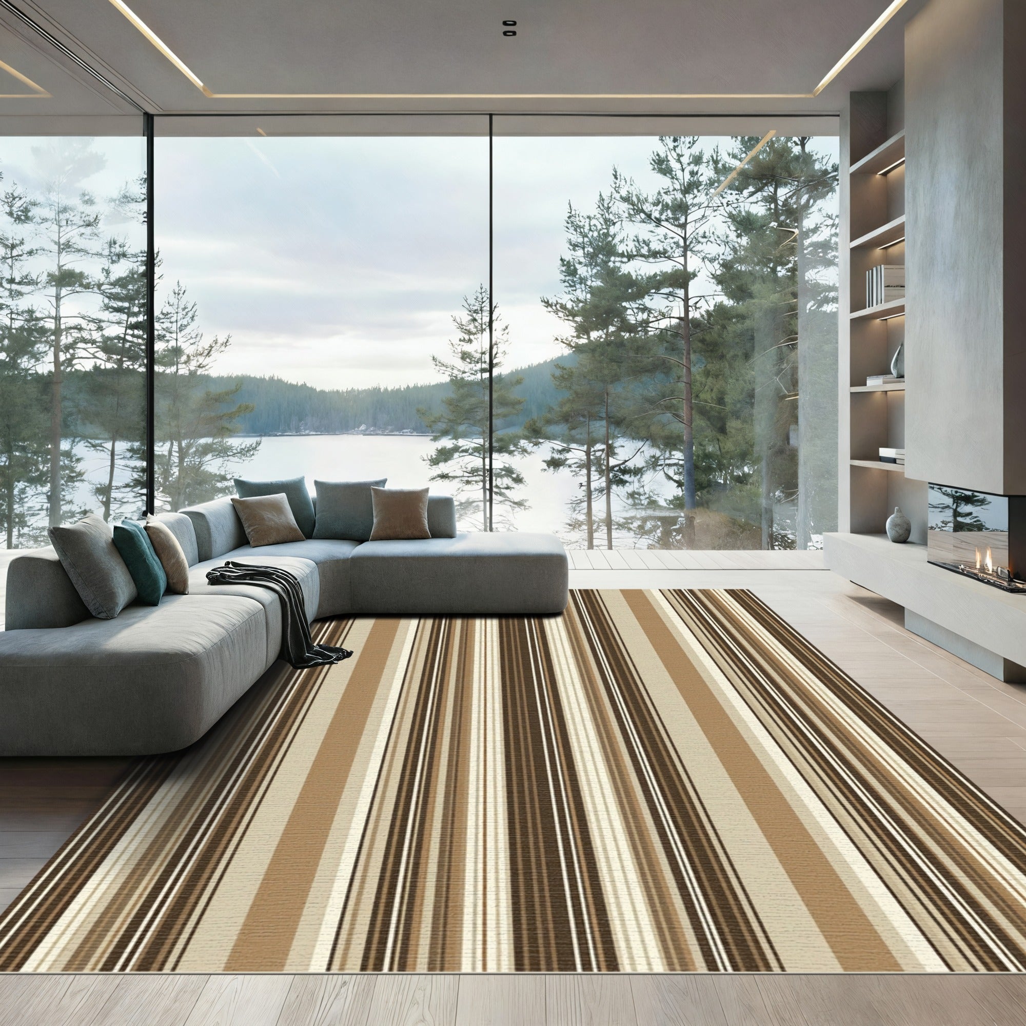 Subtle Vertical Stripes Warm Tones Rug