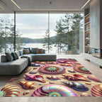 Iridescent Seashell Coastal Beach Scene Rug