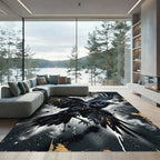Black Raven Gold Splatter Art Rug