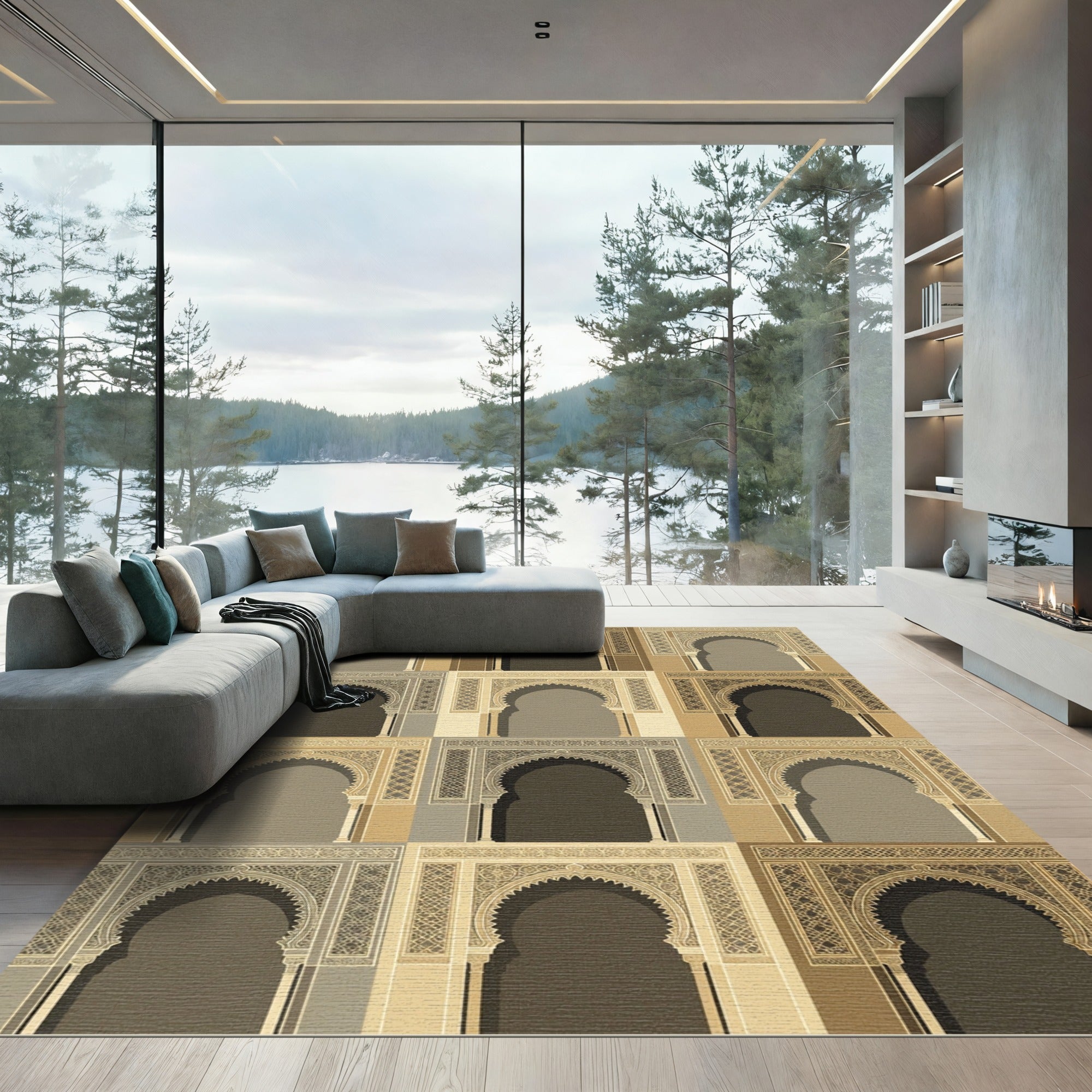 Caramel Archways Geometric Arabesque Rug