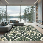 Elegant Sage Green Victorian Botanical Tapestry Rug