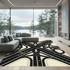 Monochrome Minimalist Highway Interchange Graphic Rug
