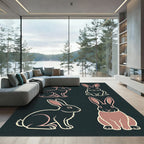 Minimalist Black Rabbit Silhouette Art Rug