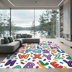 Playful Colorful Alphabet Letter Confetti Illustration Rug