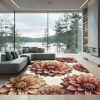 Earthy Tone Dahlia Blossom Spread Rug