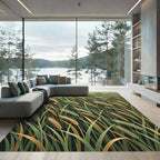 Golden Wheat Stalks on Sage Meadow Rug