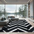 Monochromatic Herringbone Geometric Chevron Rug