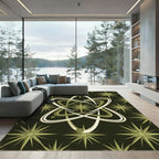 Olive Atomic Starburst Celestial Orbit Rug
