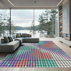 Pastel Pixelated Square Mosaic Gradient Rug