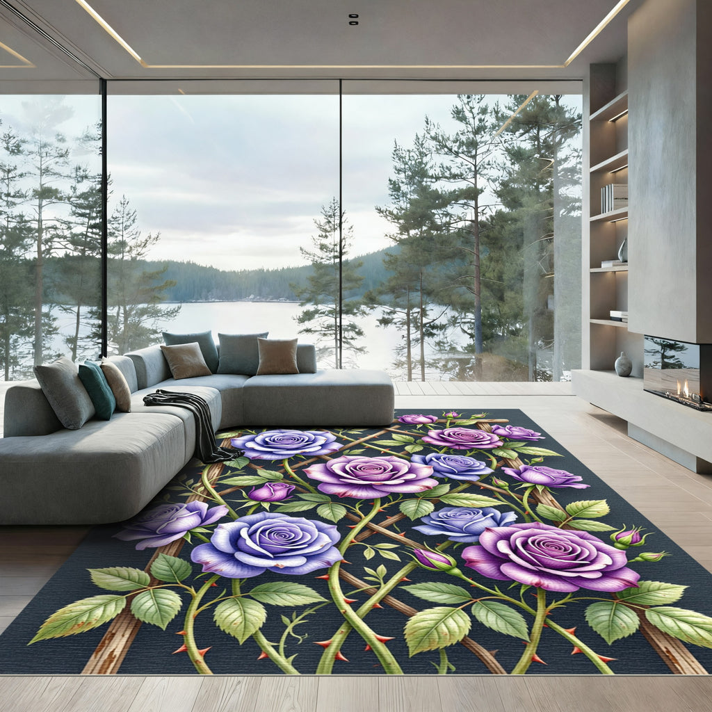 Enchanted Lavender Rose Trellis Rug