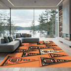 Vintage Orange Football Pennant Collage Rug