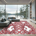Elegant Dusty Rose Ornate Scroll Rug
