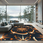 Midnight Orange Atomic Starburst Galaxy Rug
