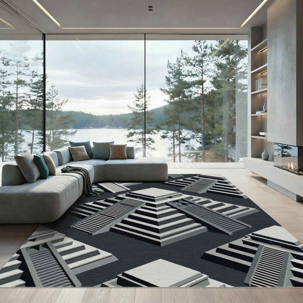 Monochromatic Geometric Step Pyramid Repeat Rug