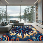 Celestial Navy and Amber Compass Graphic Rug