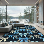 Elegant Blue Ribbon Bow Garland Rug