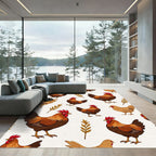 Rooster Hen Autumn Branch Repeat Rug