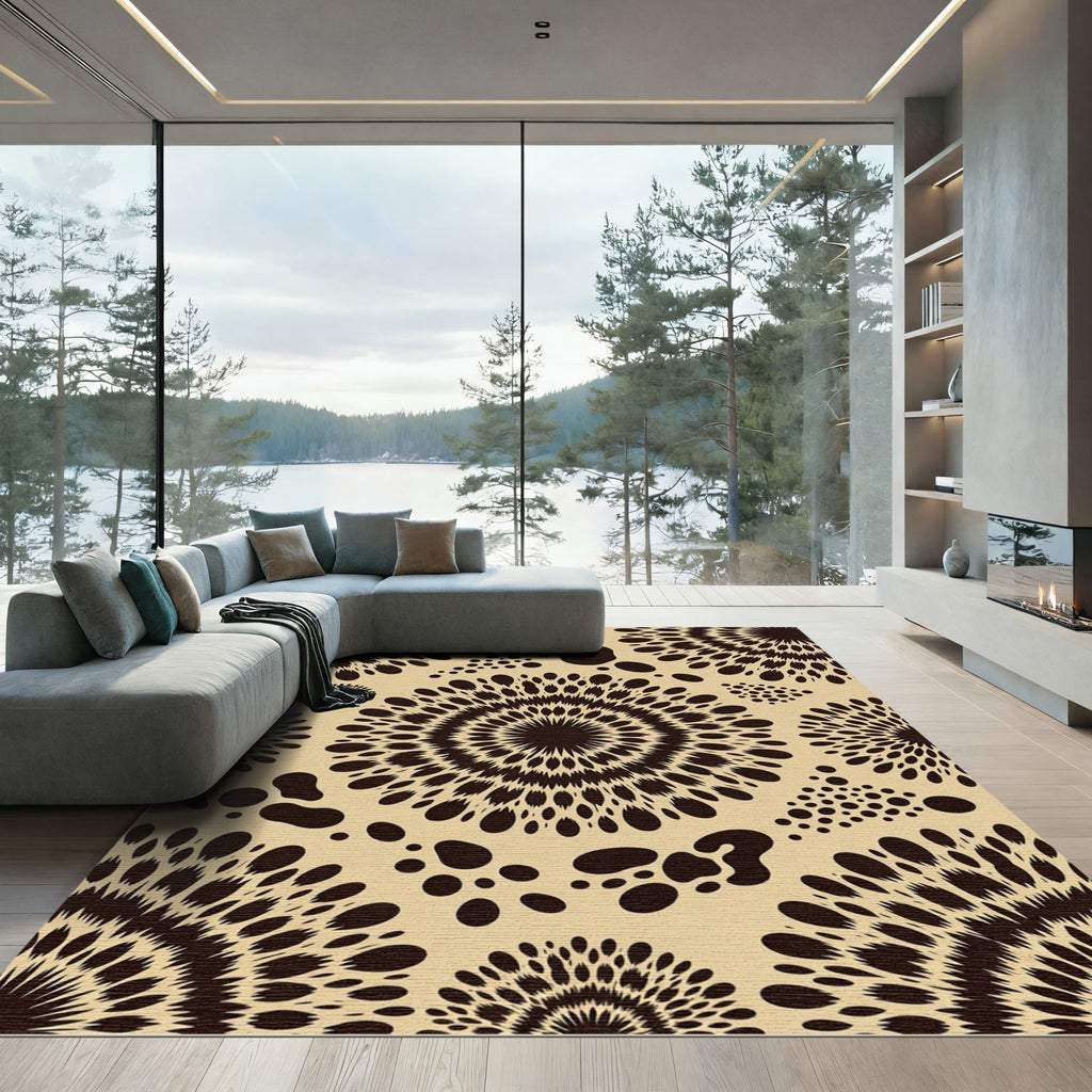 Dark Brown Spiky Sunburst Speckled Rug