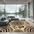 Dark Brown Spiky Sunburst Speckled Rug