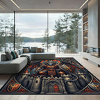 Dark Gothic Winged Demon Castle Mural Rug
