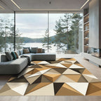 Modern Brown Beige Geometric Triangle Rug