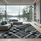 Monochrome Checkered Lattice Geometric Area Rug