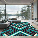Geometric Teal And Charcoal Angular Illusion Rug