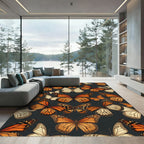 Elegant Orange Monarch Butterfly Garden Rug