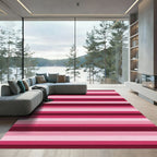Pink And Burgundy Horizontal Stripes Rug