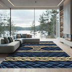 Navy Gold Braided Rope Texture Rug