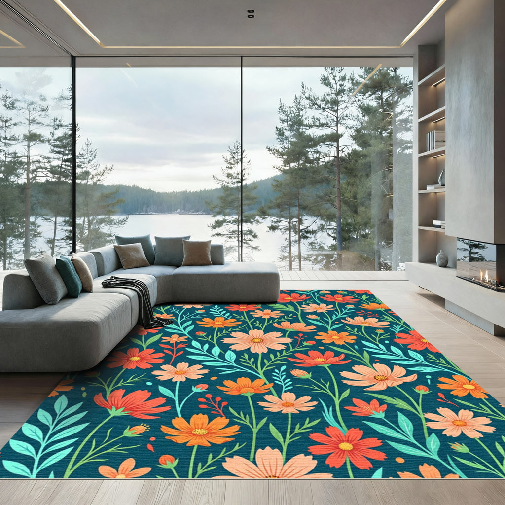 Coastal Sunrise Floral Scatter Rug