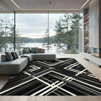 Monochromatic Minimalist Geometric Angular Stripe Rug