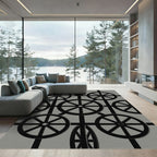 Monochrome Spoked Wheel Grid Rug