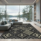Monochrome Tribal Diamond Totem Art Rug