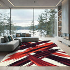 Crimson Scarlet Jagged Strokes Rug