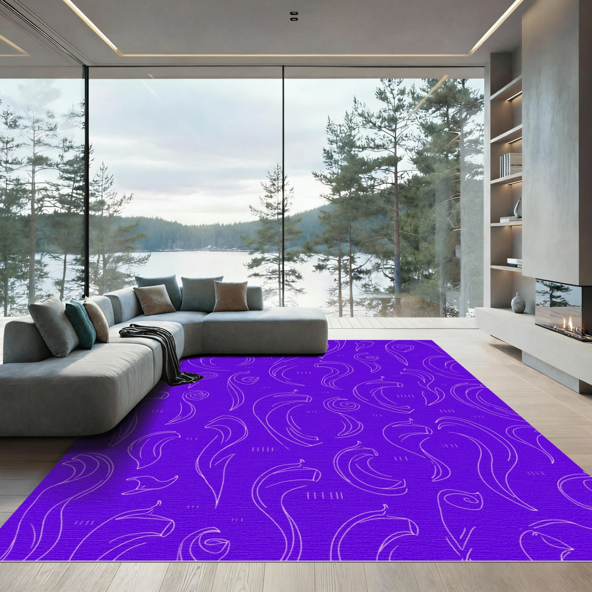 Amethyst Flowing Curlicue Abstract Rug
