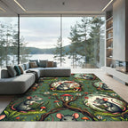 Whimsical Forest Mouse and Mushroom Illustration Rug