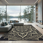 Monochrome Intricate Mandala Flourish Rug