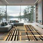Modern Neutral Earthy Plaid Grid Rug