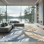 Subtle Feather Swirl White Tan Rug