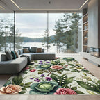 Vintage Rose Cabbage Lily Garden Rug