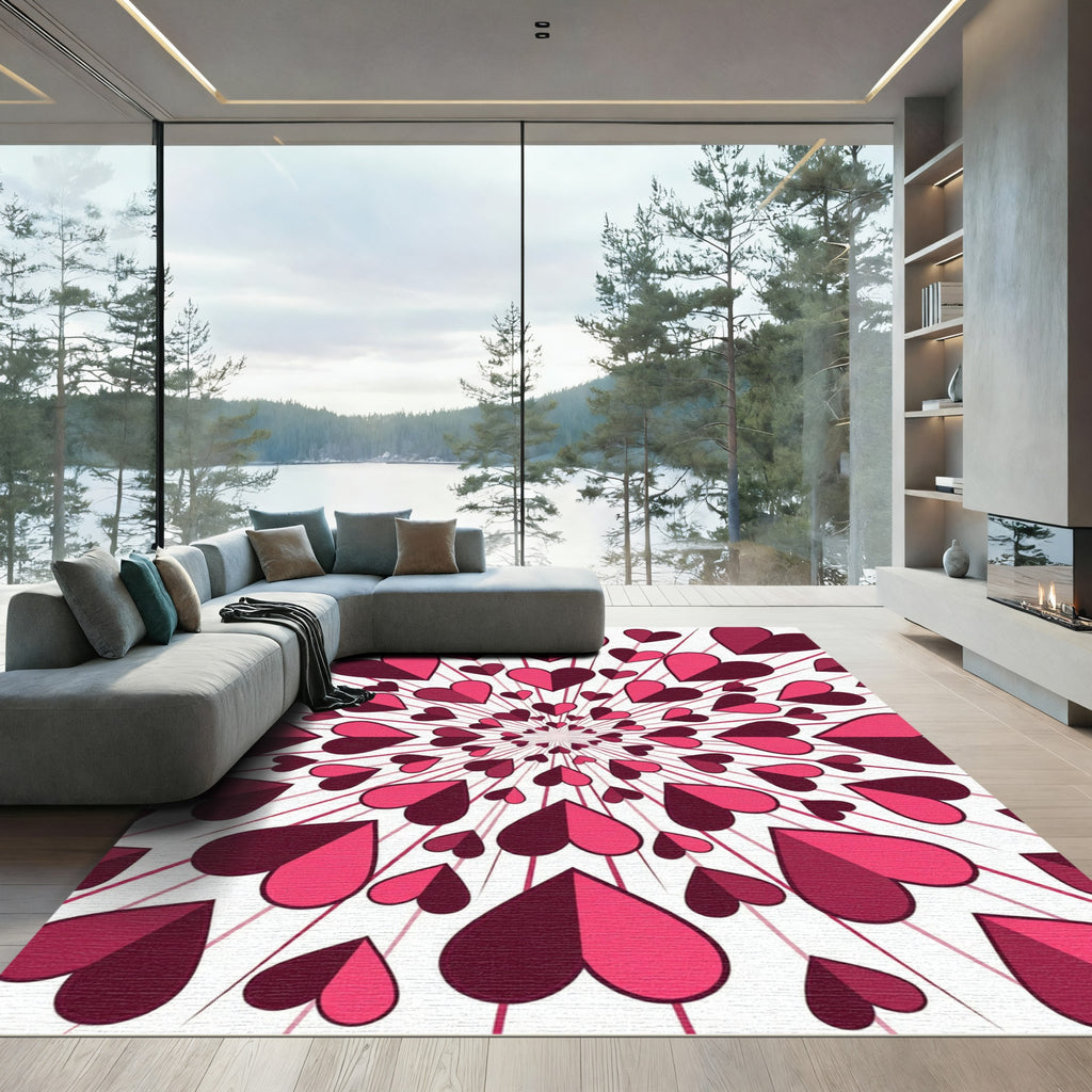 Radiant Pink Heart Burst Rug