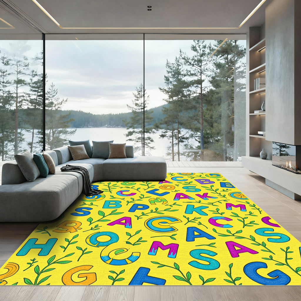 Vibrant Alphabet Garden Pattern Rug