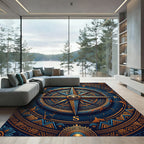 Golden Compass Nautical Blue Medallion Rug