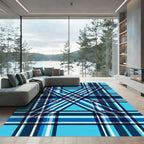 Bold Blue Intersecting Plaid Rug