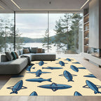 Modern Geometric Navy Aerospace Abstract Rug