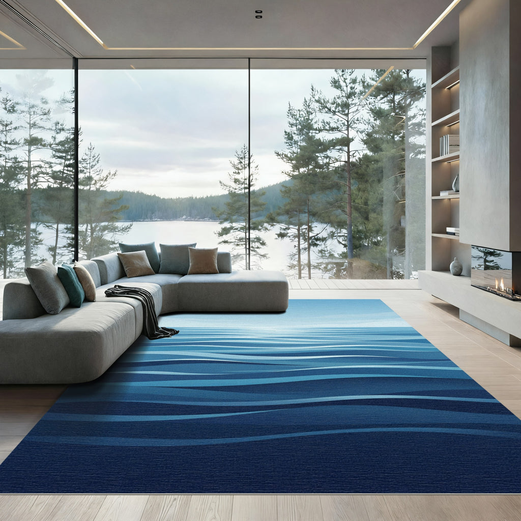 Calm Blue Ocean Waves Rug